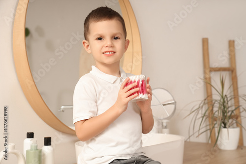 Cute little boy with cotton...