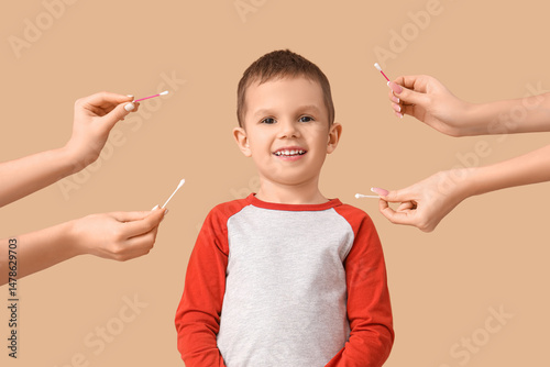 Cute little boy and female ...