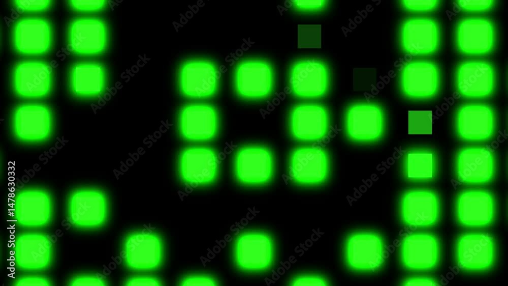 Green glowing dots blinking on a black background