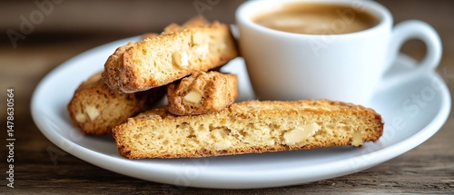 Almond biscotti cookies with coffee