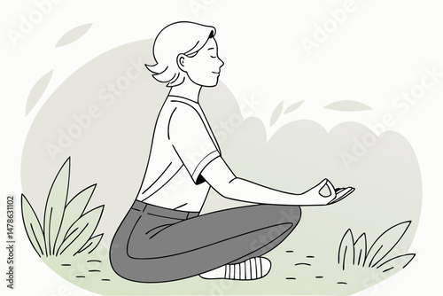 Lotus Pose Padmasana Yoga Asana Meditation Posture Illustration
