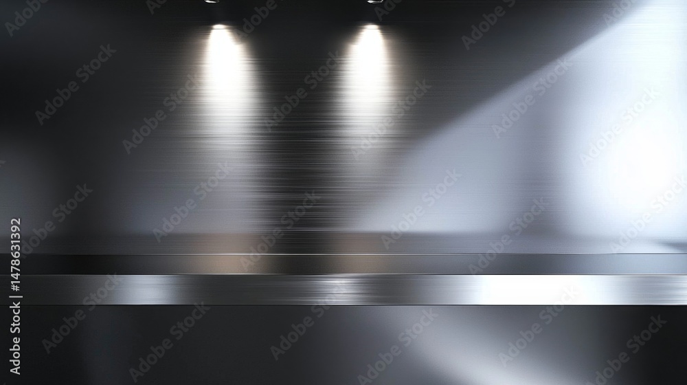Obraz premium Polished Stainless Steel Counter with Spotlight
