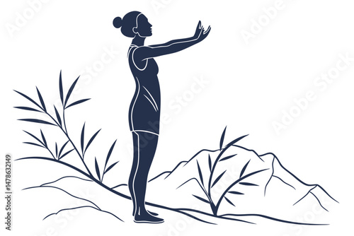 Mountain Pose Tadasana Yoga Asana Standing Posture Illustration