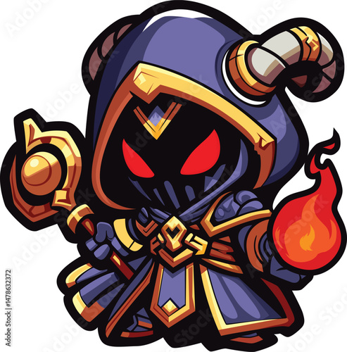 fire sorcerer wizard game icon logo