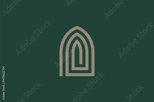 Mihrab arch door logo vector icon illustration