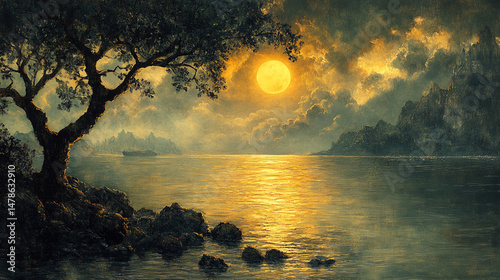 the warm, lyrical twilight of the lake