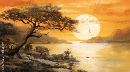 the warm, lyrical twilight of the lake