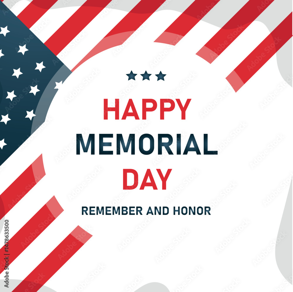 Fototapeta premium happy memorial day,remember and honor text,with american flag