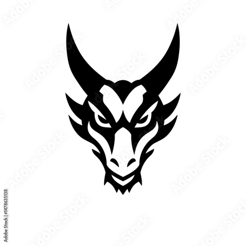 Dragon Head Silhouette: Mythical Creature Emblem
