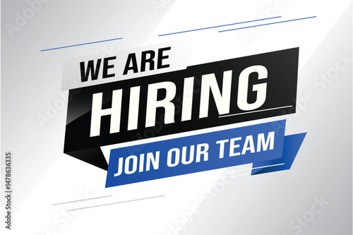 hiring recruitment Join now design for banner poster We are hiring lettering with geometric shapes lines. Vector illustration typographic. Open vacancy design template modern concept 