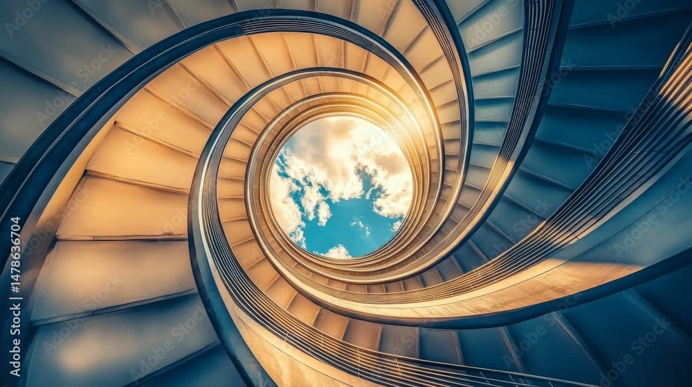 Fototapeta premium Captivating Illustration of an Infinite Spiral Staircase