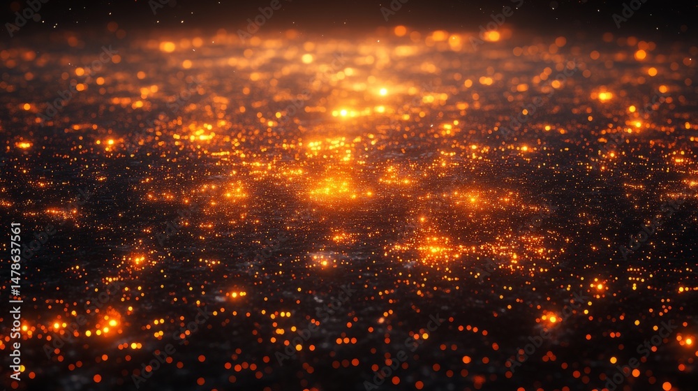 Fototapeta premium City Lights at Night: A mesmerizing aerial view of a city at night, with countless lights twinkling like stars, creating a vibrant and energetic cityscape.