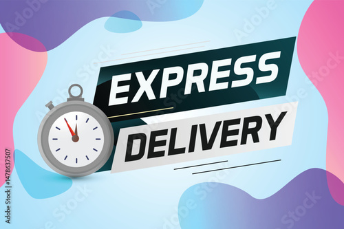 Express delivery word concept vector illustration with stopwatch style for use landing page, template, ui, web, mobile app, poster, banner, flyer, background, gift card, coupon, label
