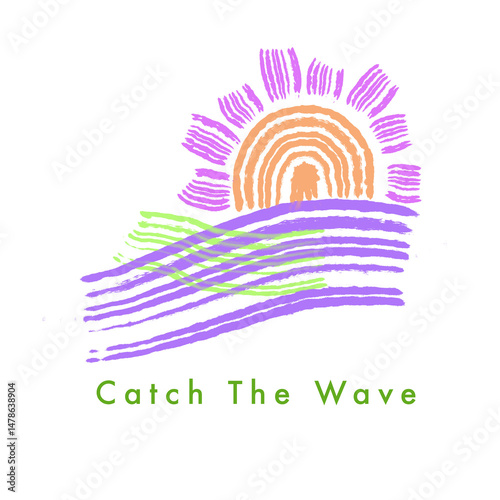 太陽と波のおしゃれなイラストcatc thewave
