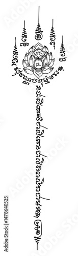Thai tattoo. Yant Bua Thong (Golden Lotus Yant). Thai text translation: Yant Bua Thong (Golden Lotus Yant)