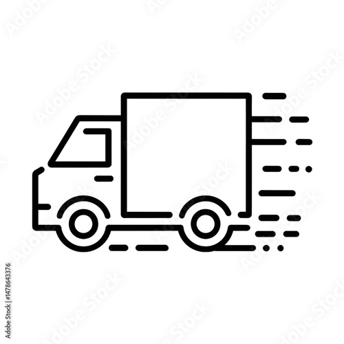 Fast Delivery Truck Line Icon Illustration
