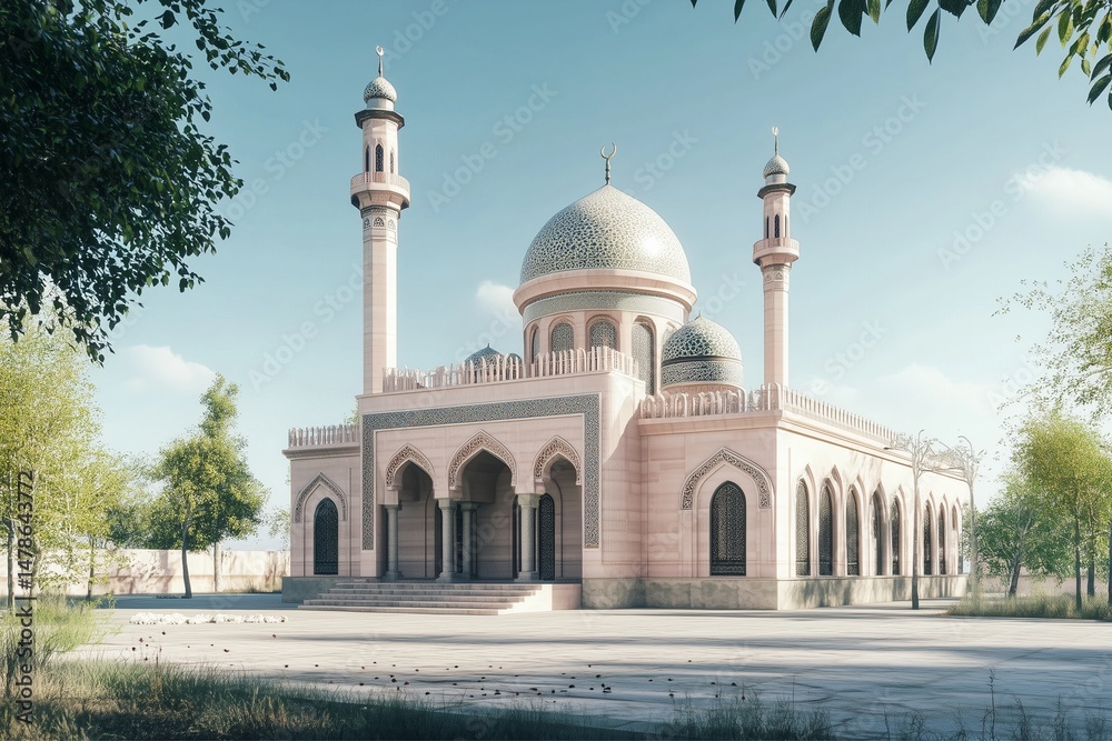 Obraz premium Peaceful Mosque in Early Morning Light