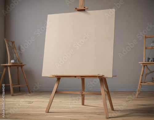 Wallpaper Mural Sturdy easel base and legs, holding a taut, large canvas ,  perspective,  texture Torontodigital.ca