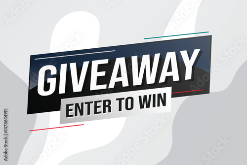 giveaway enter and win word vector illustration blue 3d style for social media landing page, template, ui, web, mobile app, poster, banner, flyer, background, gift card, coupon, label, wallpaper 