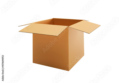 Foto Open empty brown cardboard box, transparent background