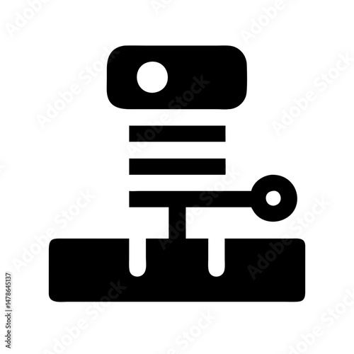 Abstract Black Silhouette Icon of a Mechanical Device or Tool, Simple Design