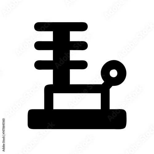 Abstract Black Silhouette Icon of a Mechanical Device or Tool, Simple Design