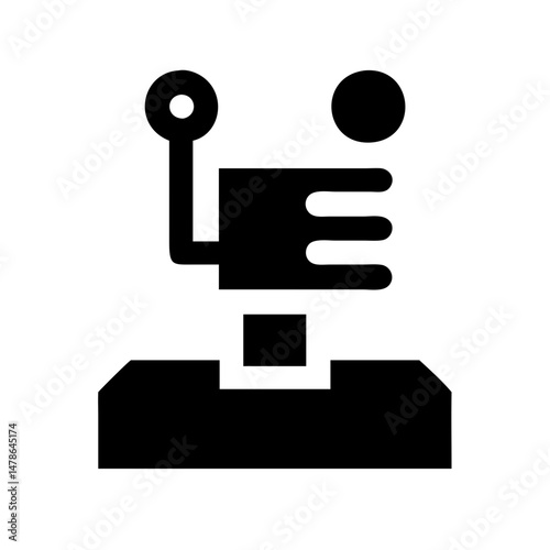 Abstract Black Silhouette Icon of a Mechanical Device or Tool, Simple Design