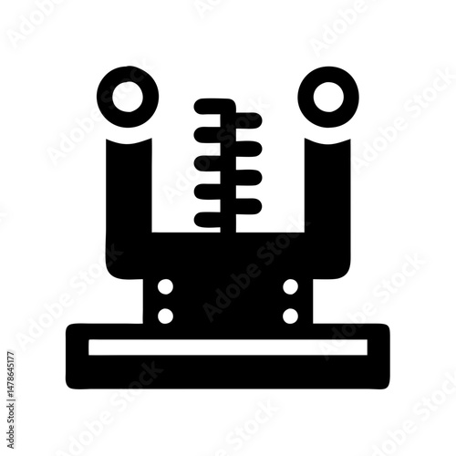 Abstract Black Silhouette Icon of a Mechanical Device or Tool, Simple Design
