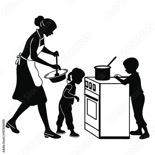 illustrate-a-black-silhouette-vector-of-a-mother-a.eps