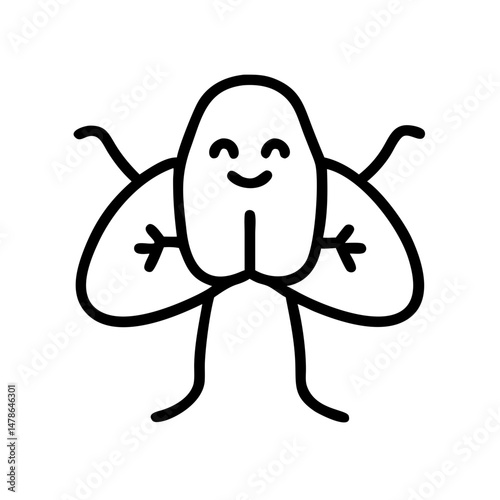  Happy Cartoon Human Lungs with Face and Limbs , Medical Anatomy Vector Illustration