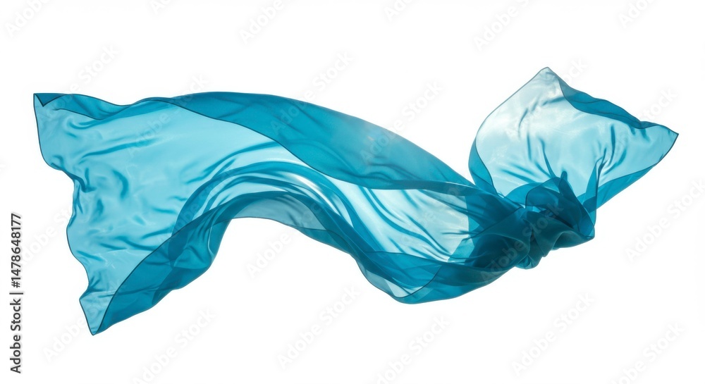 Fototapeta premium Light blue fabric flowing in the air