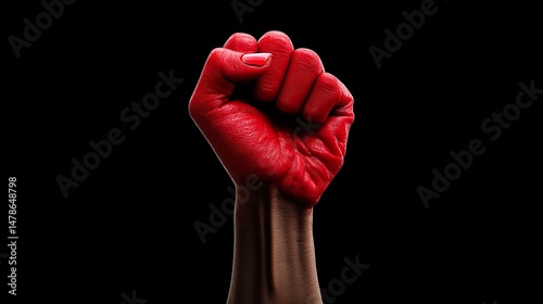 Raised red fist symbol of unity