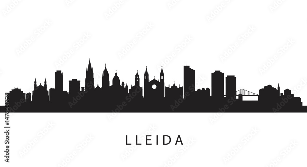 Naklejka premium Lleida Spain Skyline Silhouette.