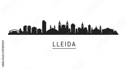 Lleida Skyline Spain Cityscape Vector.