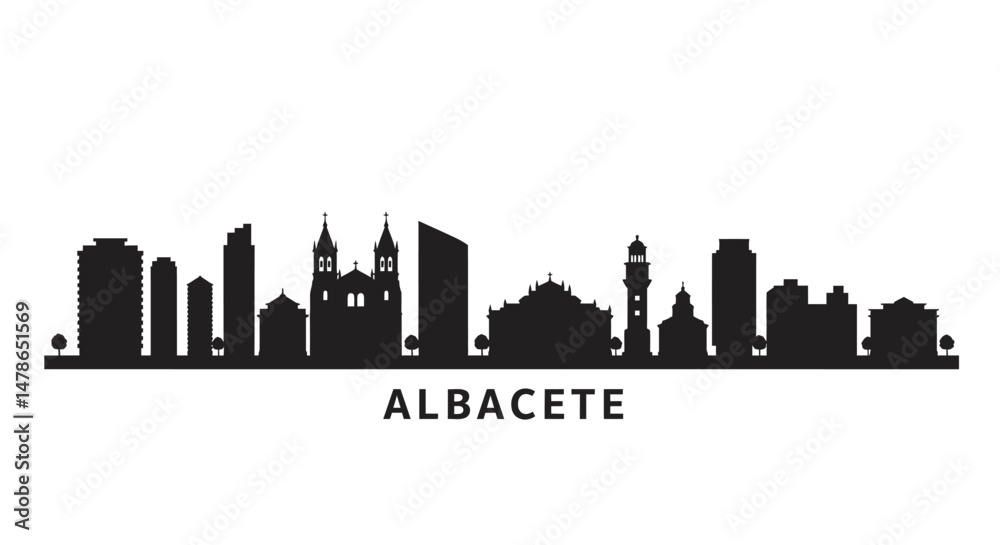 Fototapeta premium Albacete Spain with Cityscape, Silhouette, and Skyline.