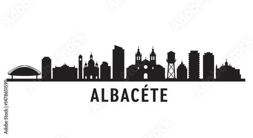 Albacete Skyline Cityscape Silhouette Spain.