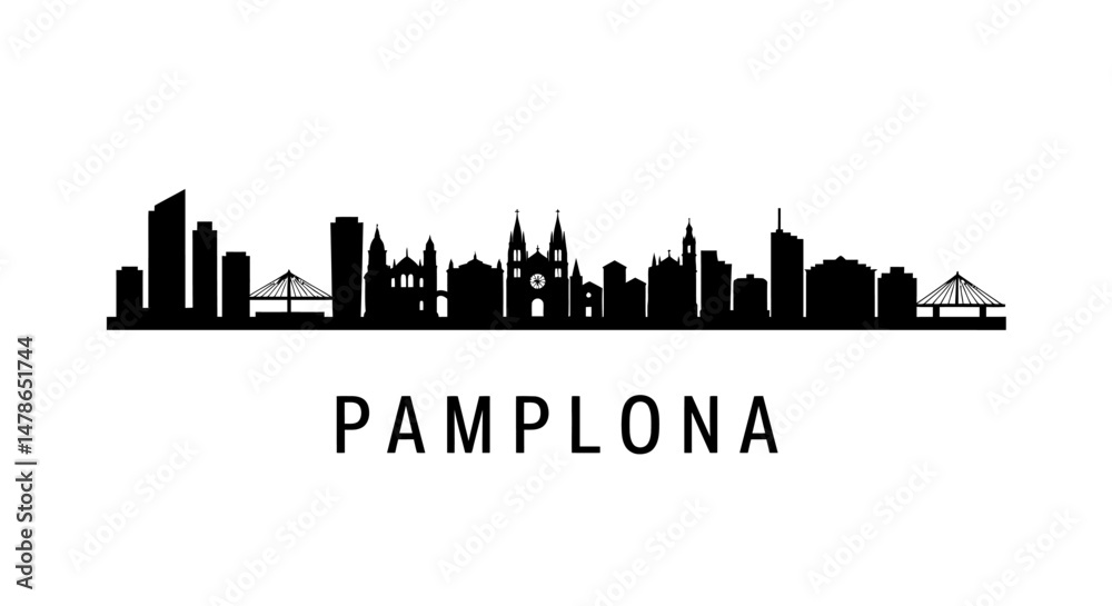 Naklejka premium Pamplona Skyline Spain Cityscape Minimalist.