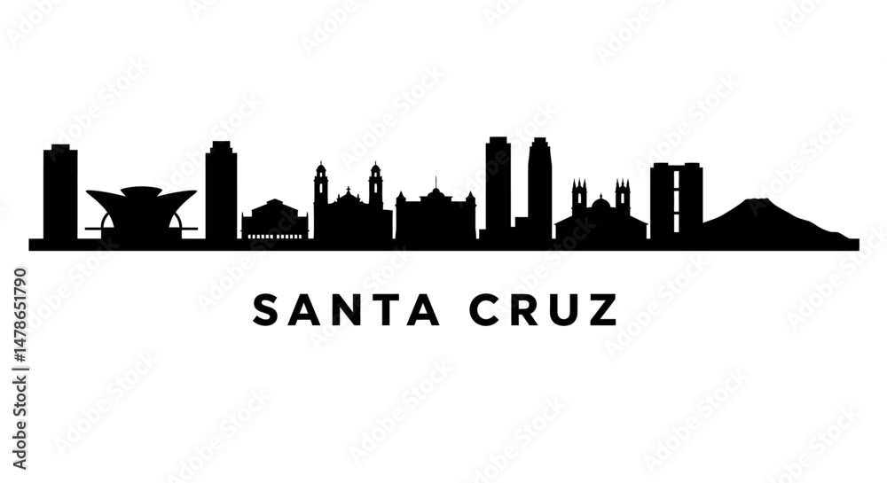 Naklejka premium Santa Cruz Skyline Cityscape Vector USA.