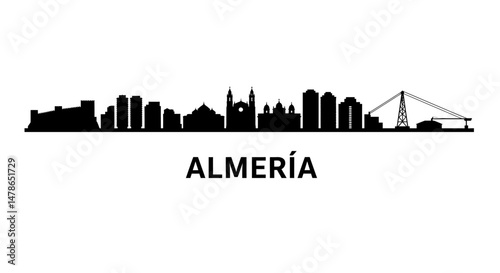 Almera Spain Skyline with Cityscape Silhouette.