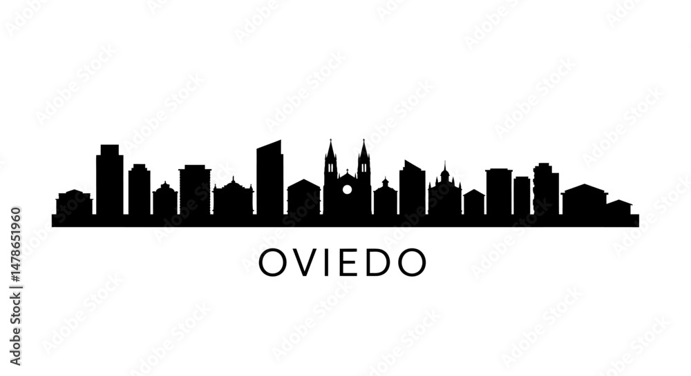 Naklejka premium Oviedo skyline Cityscape silhouette Spain icon.