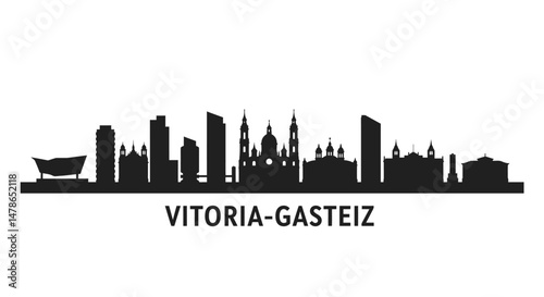 VitoriaGasteiz City Skyline Silhouette with Spain.