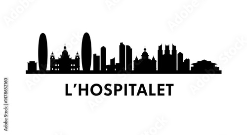 LHospitalet Skyline City Silhouette Minimal.