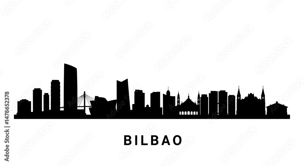 Naklejka premium Bilbao Skyline Silhouette Spain Cityscape.