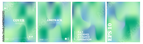 Collection of light green abstract wave backgrounds. Light and dark combination. Cover design, poster, banner, web, card, greeting card, etc.
