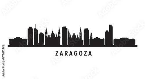 Zaragoza Skyline Silhouette Vector with Spain City.