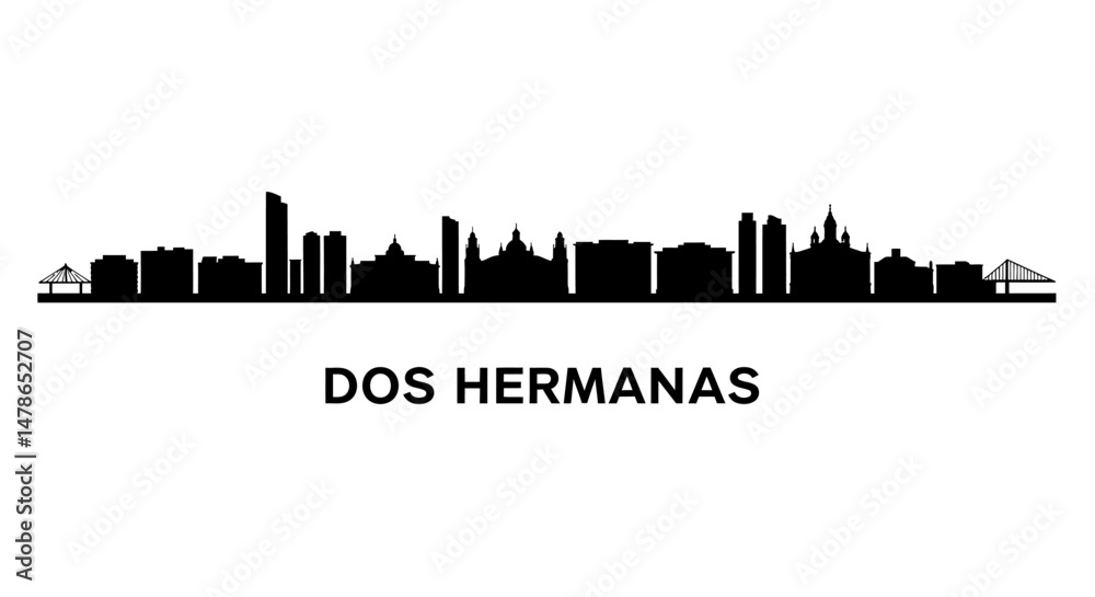 Fototapeta premium Dos Hermanas Silhouette Cityscape Skyline.