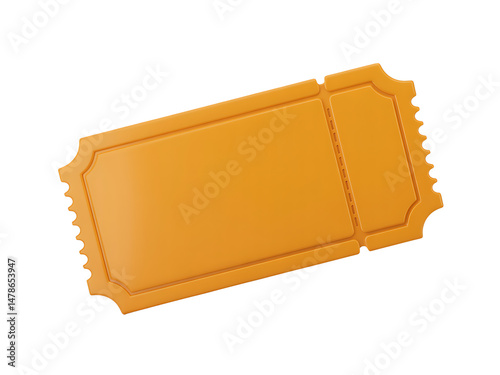 An isolated orange ticket on a dark background representing events and entertainment access.