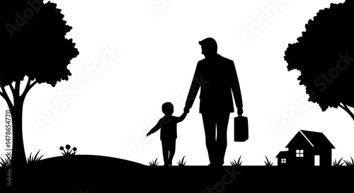 Meaningful silhouette of a father and child sharing a special moment of love and bonding on father’s day