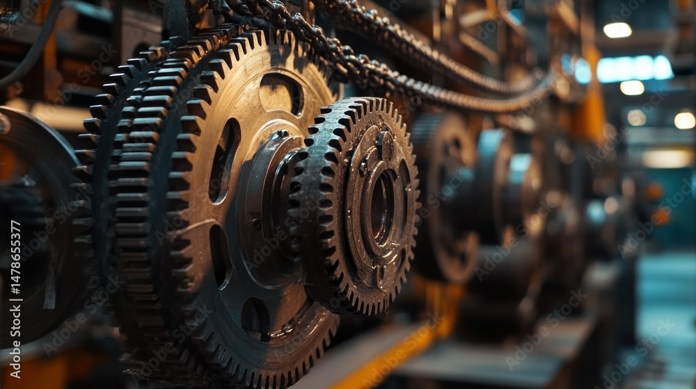 Fototapeta premium Industrial machinery gears and chain