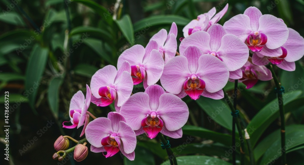 Naklejka premium Pink orchids in bloom